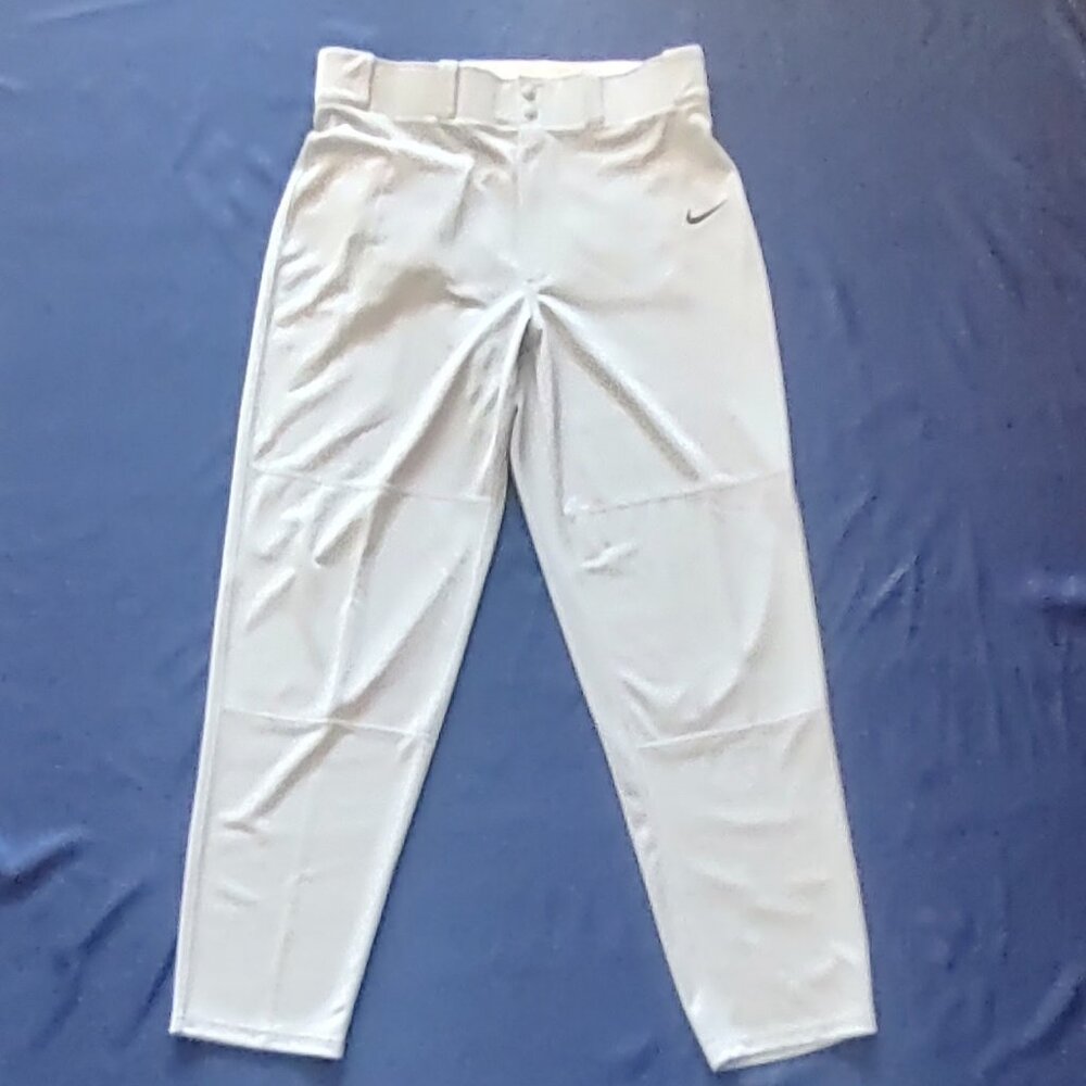 Nike Dri-FIT Baseball Pants Men's Large Light Gray w Belt Loops Snap Zipper Fly